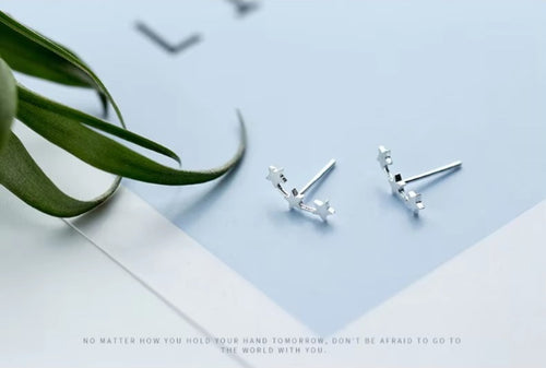 pendientes de plata de ley 925 con estrellas esmeriladas para mujer, aretes de tuerca bonitos