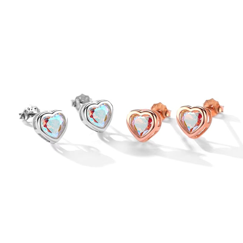 pendientes de plata de ley 925 con forma de corazones pequeños