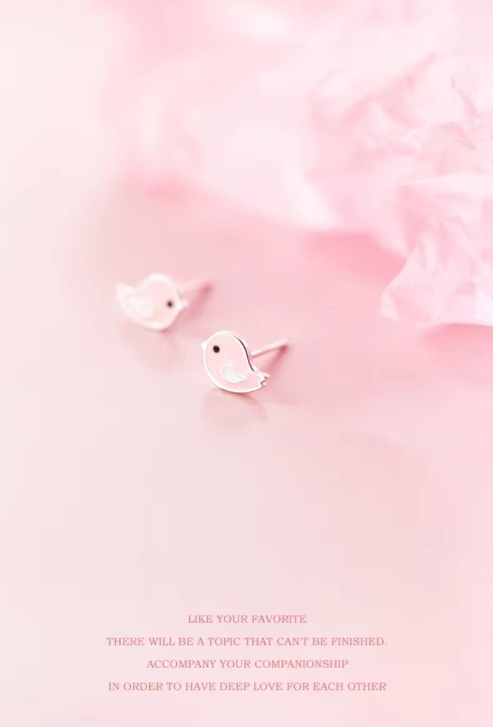 pendientes de plata de ley 925 con diseño de pájaros para mujer