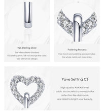 Load image into Gallery viewer, pendientes de plata de primera ley con forma de corazón para mujer, aretes pequeños