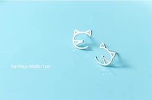 Cargar imagen en el visor de la galería, pendientes de tuerca con Forma de cara de gato para mujer y niña, joyería Coreana