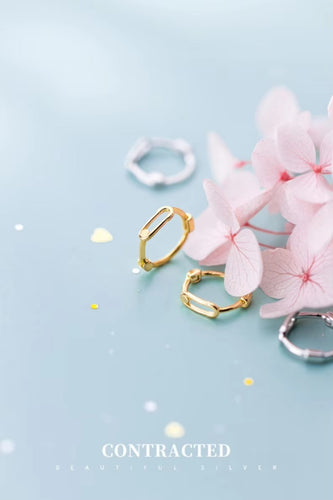 pendientes de plata de ley 925 con Elipse para mujer, aretes de aro geométricos