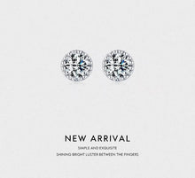 Load image into Gallery viewer, pendientes de plata de ley 100% y Circonia cúbica para mujer, aretes pequeños y redondos