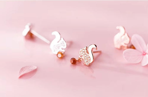 pendientes de plata de ley 100% con forma de ardilla para mujer