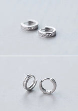 Load image into Gallery viewer, pendientes de aro de Plata de Ley 925 auténtica para mujer, aretes redondos de circonita transparente