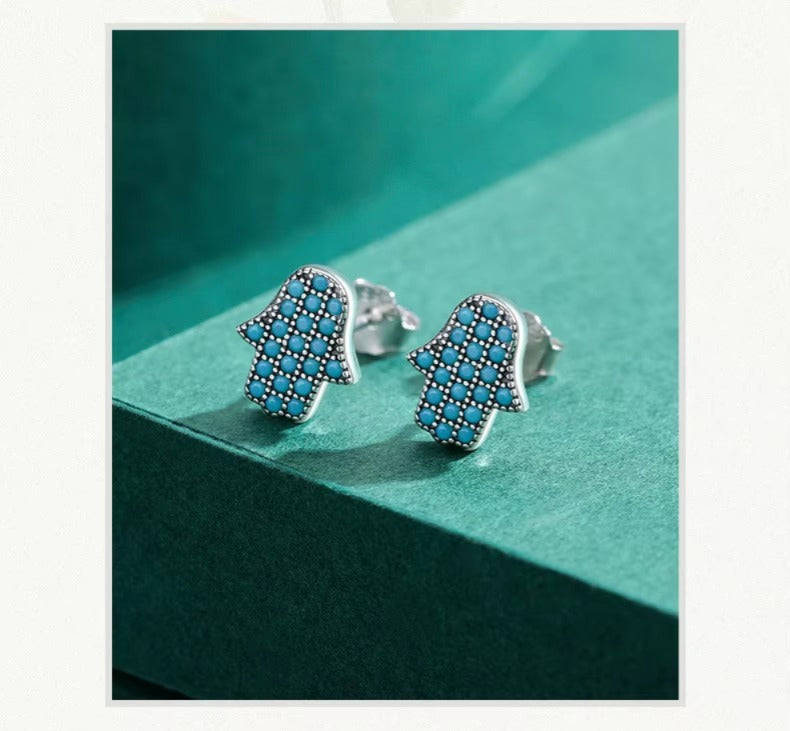 pendientes de plata de primera ley y turquesa para mujer, aretes pequeños