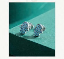 Load image into Gallery viewer, pendientes de plata de primera ley y turquesa para mujer, aretes pequeños