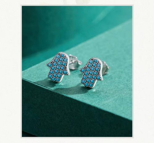 pendientes de plata de primera ley y turquesa para mujer, aretes pequeños