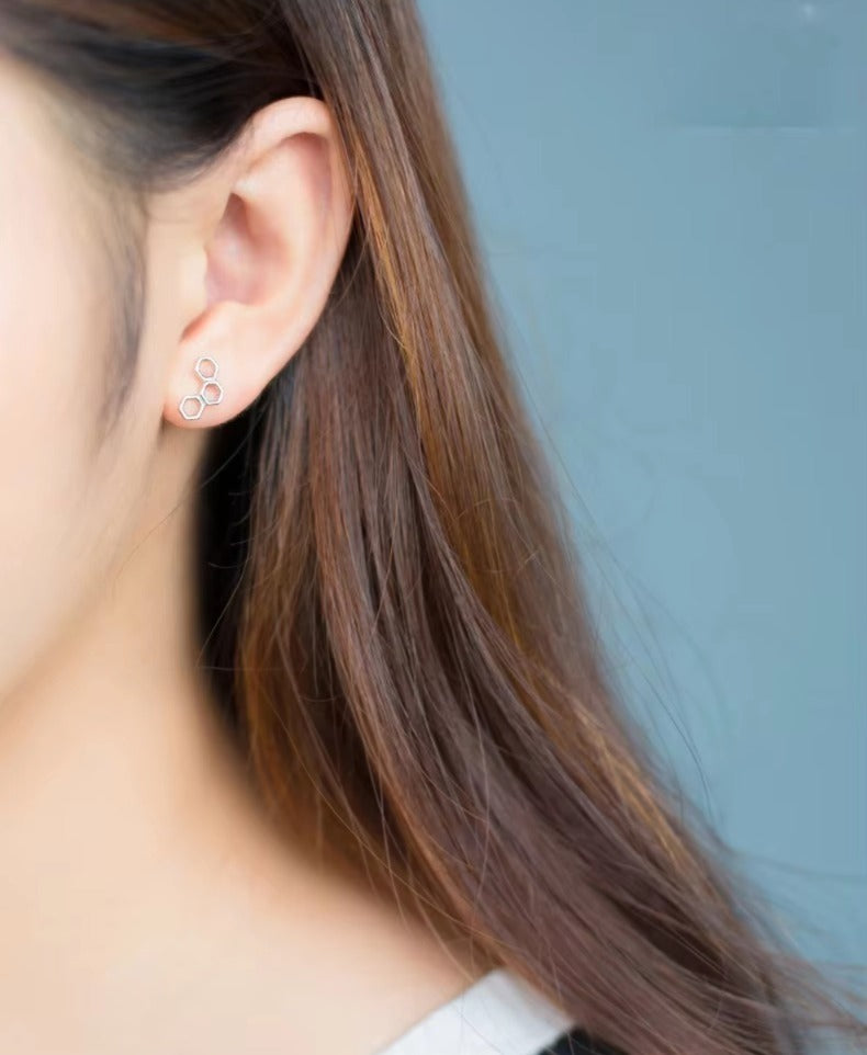 pendientes de plata de ley 2021 auténtica para mujer, aretes con diseño de panal, joyería a la moda