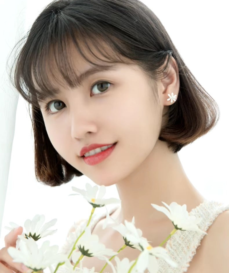 pendientes de esmalte plateado para mujer