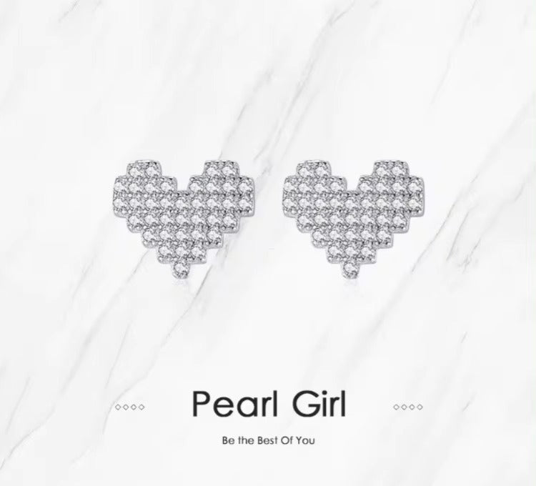 pendientes de plata de ley 925 con forma de corazón