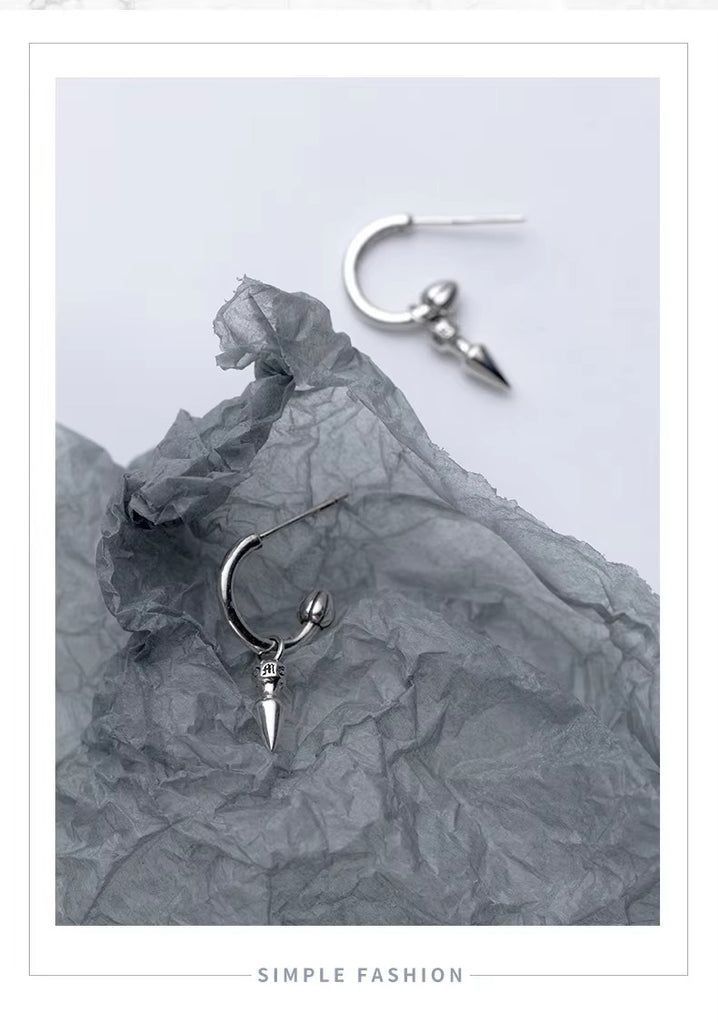 pendientes de tuerca de semicírculo de cono de columpio Punk Rock para mujer