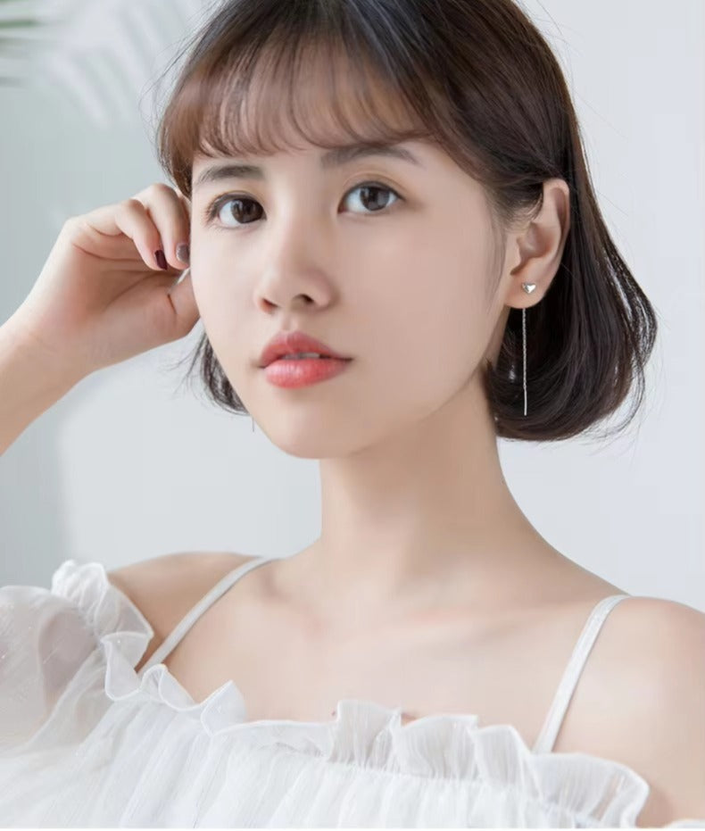 pendientes de cadena larga para mujer, de Color dorado, de Plata de Ley 925 pura