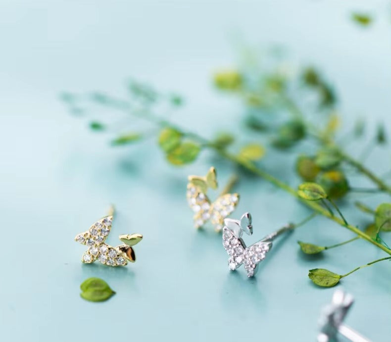 pendientes de plata esterlina 925 para mujer, joyería fina con forma de mariposa bailarina