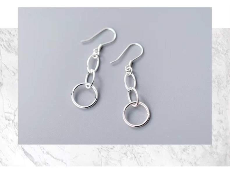 pendientes de plata de ley 925 para mujer, aretes colgantes, redondos, ovalados