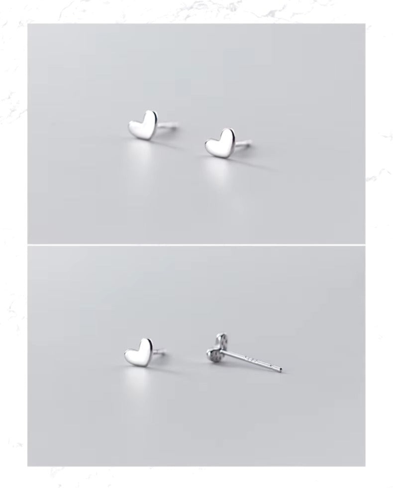 pendientes sencillos de Plata de Ley 925 con forma de corazón