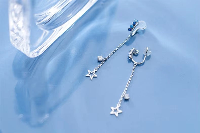 pendientes de plata de ley 925 con forma de U para mujer, joyería fina con Clips