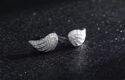 pendientes de plata de ley 925 con diseño de alas de Ángel para mujer