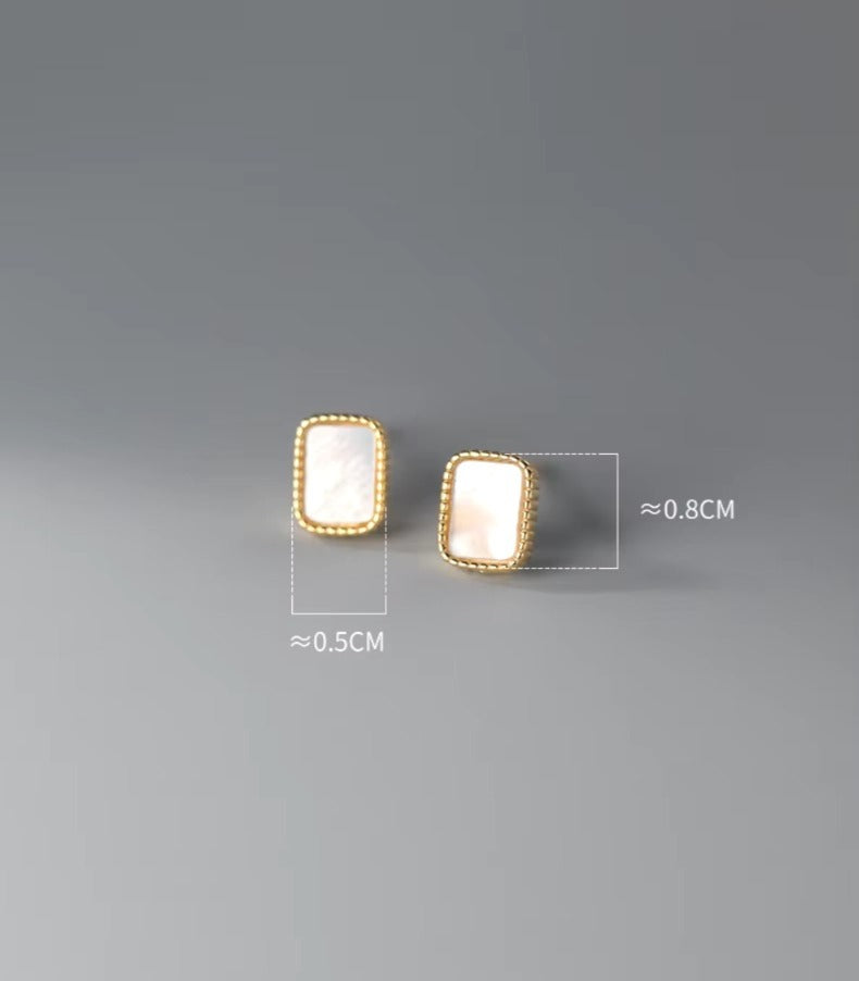 pendientes de perlas de Concha de Plata de Ley 925 para mujer