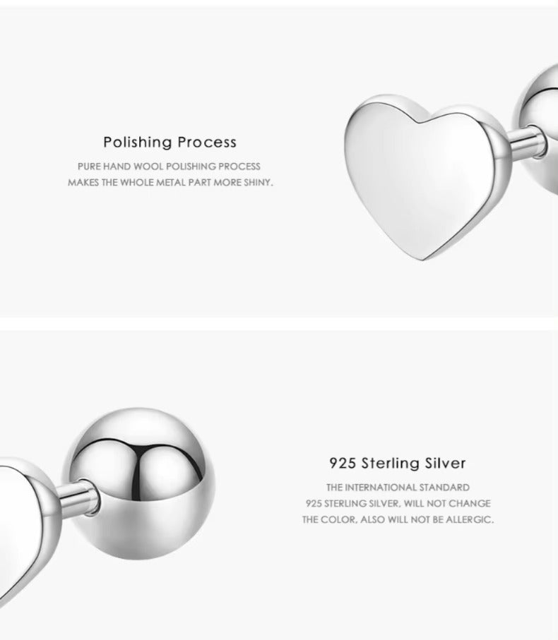 pendientes de plata de primera ley con forma de corazón para mujer