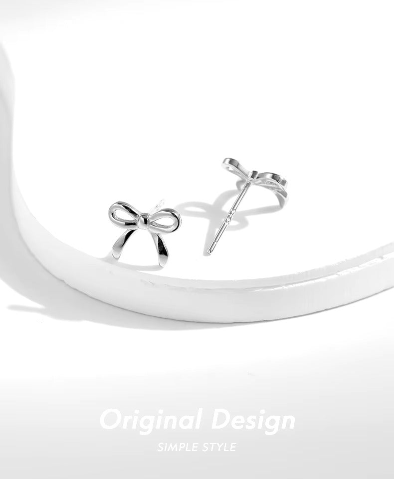 pendientes de plata de ley 925 con forma de lazo para mujer