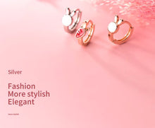 Load image into Gallery viewer, pendientes de aro de plata de ley 925 para mujer, joyería fina con forma de Mini conejo y zanahoria