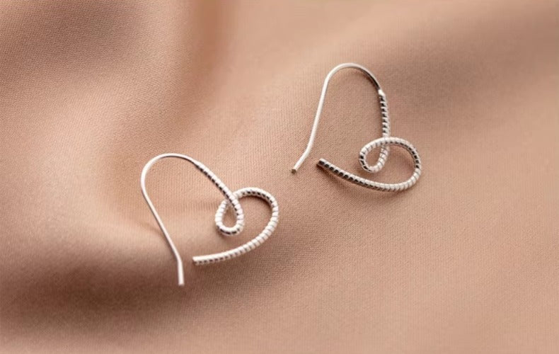 pendientes de plata de ley 925 con forma de corazón para mujer