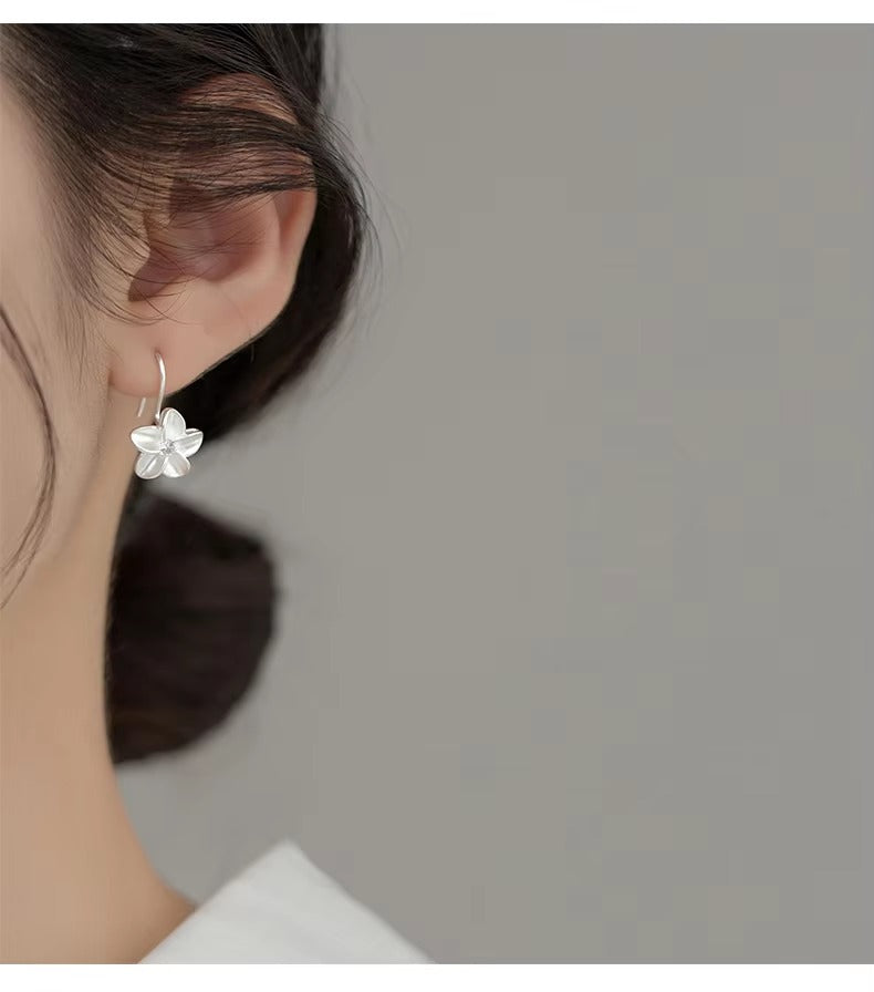 pendientes de plata de ley 925 con diseño de flores para mujer, joyería fina