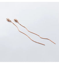 Load image into Gallery viewer, pendientes de gota de borla de cadena larga Rosa minimalista para mujer