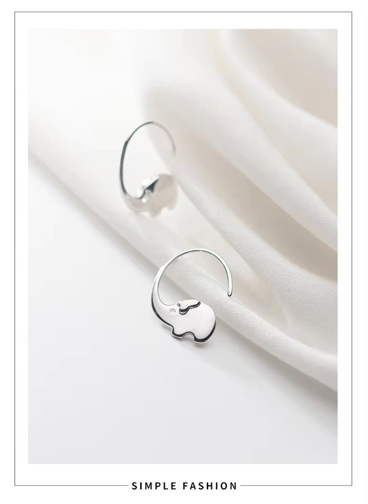 pendientes de plata de ley 925 con forma de elefante, joyería fina, con gancho, para mujer