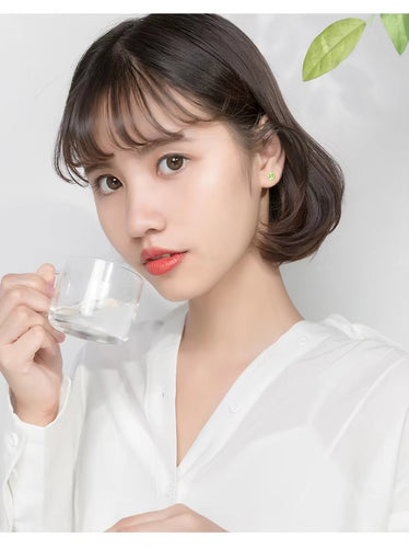 -pendientes minimalistas para mujer, de Plata de Ley 925 pura, esmalte verde, trébol de cuatro hojas