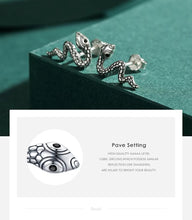 Load image into Gallery viewer, pendientes de plata de ley 100% con forma de serpiente para mujer, aretes hipoalergénicos
