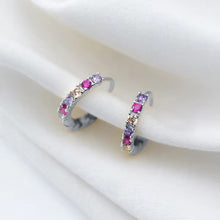 Load image into Gallery viewer, pendientes de aro geométricos de Plata de Ley 925 para mujer