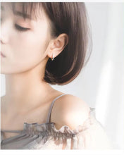 Load image into Gallery viewer, pendientes de aro con forma hexagonal para mujer, de Plata de Ley 925, CZ transparente