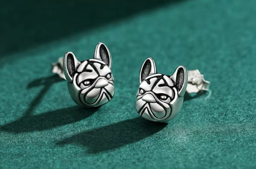 pendientes de plata de primera ley con forma de perro para mujer, aretes pequeño