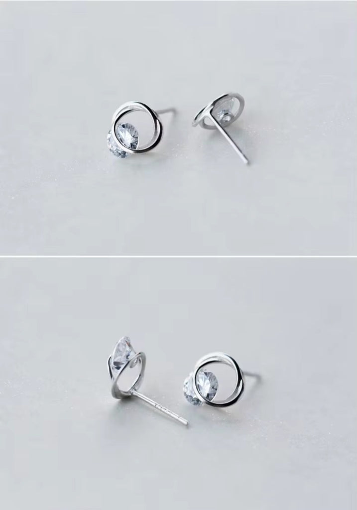 pendientes de plata de ley 100% y Circonia cúbica para mujer, aretes pequeños