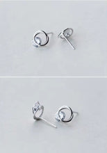 Load image into Gallery viewer, pendientes de plata de ley 100% y Circonia cúbica para mujer, aretes pequeños