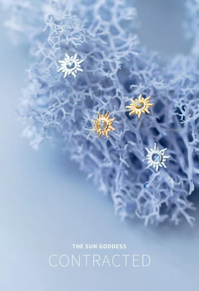 pendientes de plata de ley 925 con forma de Helios para mujer