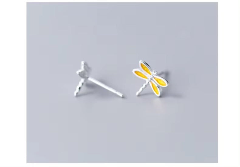 pendientes de plata de ley 100% con forma de libélula