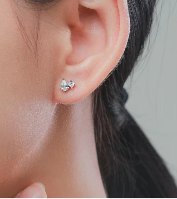 pendientes geométricos de circonia cúbica para mujer y niña, aretes pequeños de plata de ley 100% 925