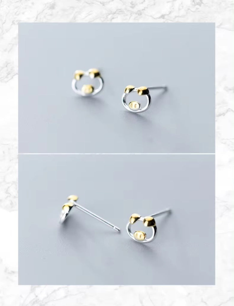 pendientes de plata de primera ley con forma de cerdo para mujer