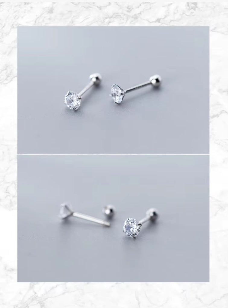 pendientes de tuerca de circonia AAA deslumbrantes para mujer