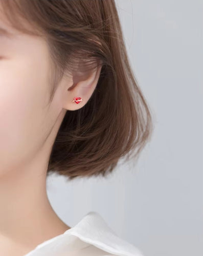 pendientes de plata de ley 925 para mujer, joyería fina con cierre de tuerca, piedra roja CZ