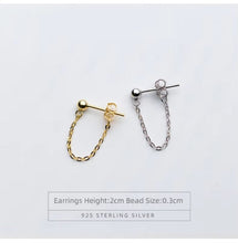 Cargar imagen en el visor de la galería, Rock Punk negro cadena Stud pendientes moda 100% Plata de Ley 925 colgante