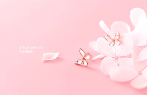 pendientes de tuerca de mariposa de baile para mujer, de esmalte de 925 Plata de ley