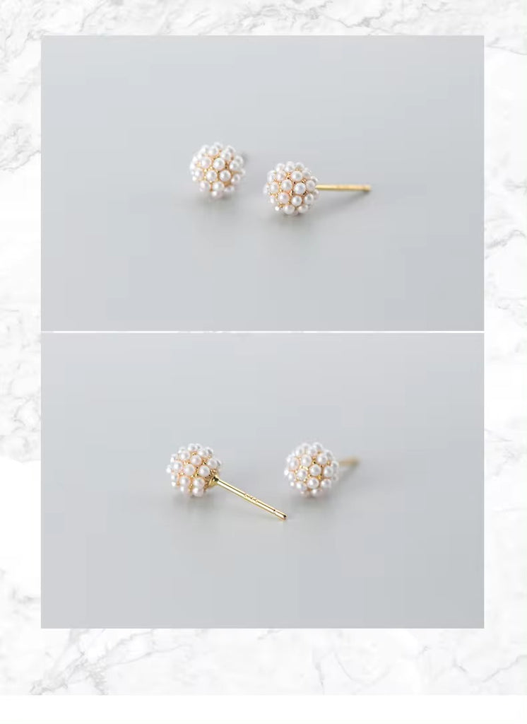 pendientes de tuerca redondos geométricos de perlas para mujer