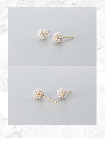 pendientes de tuerca redondos geométricos de perlas para mujer