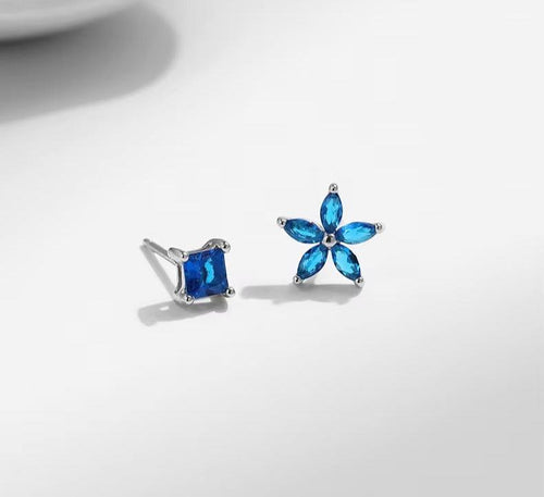 pendientes de plata de ley 925 con circonita azul