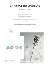 Load image into Gallery viewer, pendientes de plata de ley 925 para mujer, aretes con cierre de tuerca, esmalte azul rosa, lazo