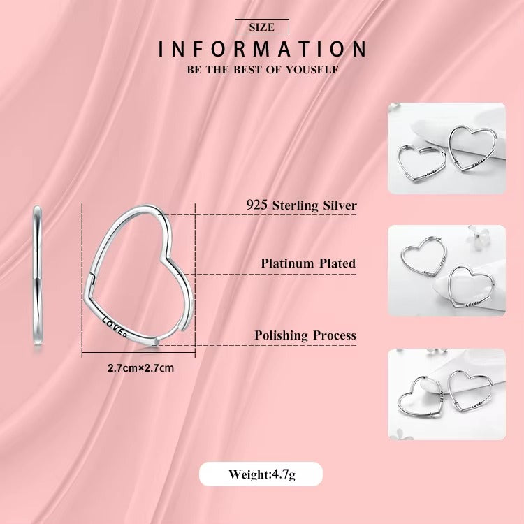 pendientes de aro de plata esterlina 100% 925 para mujer